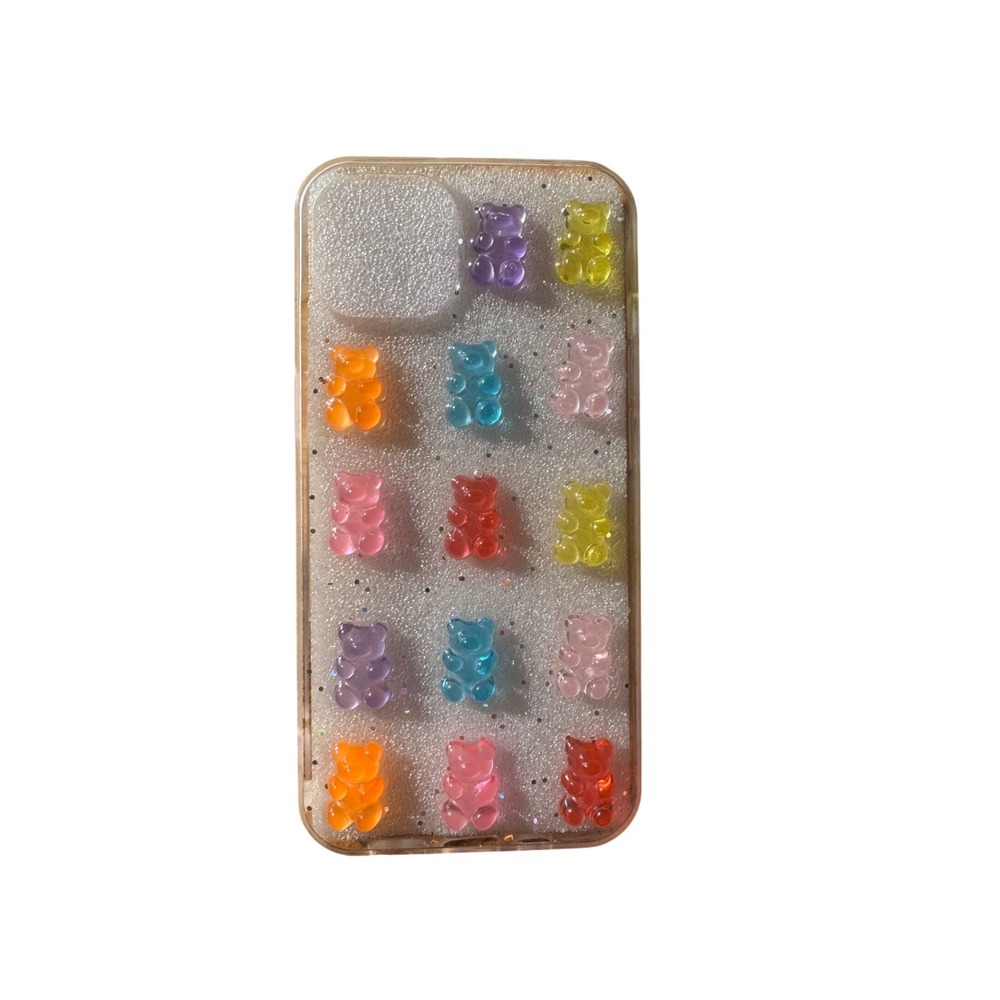 Cute 3D Gummy Bear iPhone 13 Case Clear Glitter Kawaii Aesthetic Y2K Candy Resin